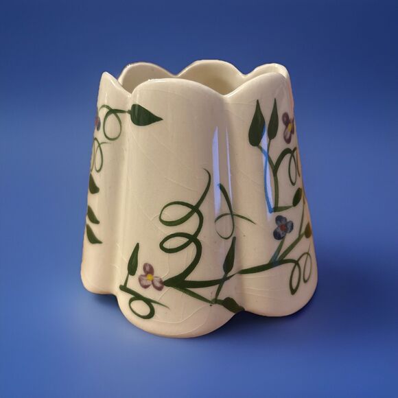 Home Interiors Small Candle Lamp Shade Jar Topper Floral Vines & Scalloped Edge - Picture 2 of 8